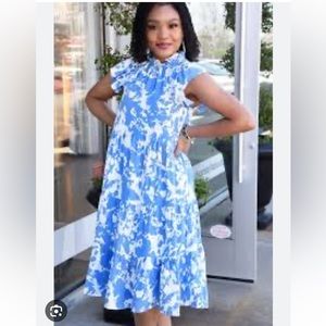 NWT Pinch Blue and White Floral Midi Dress size Medium